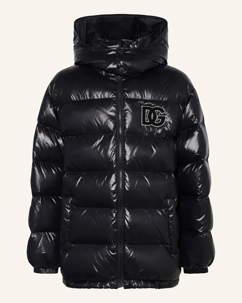 Dolce & Gabbana Daunenjacke Mit Abnehmbarer Kapuze schwarz Schwarz