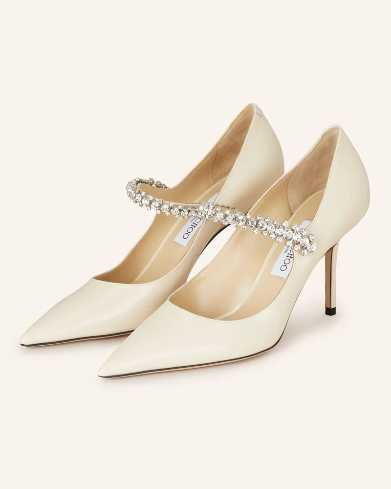 Jimmy Choo Slingpumps BING 85 mit Schmucksteinen Ecru