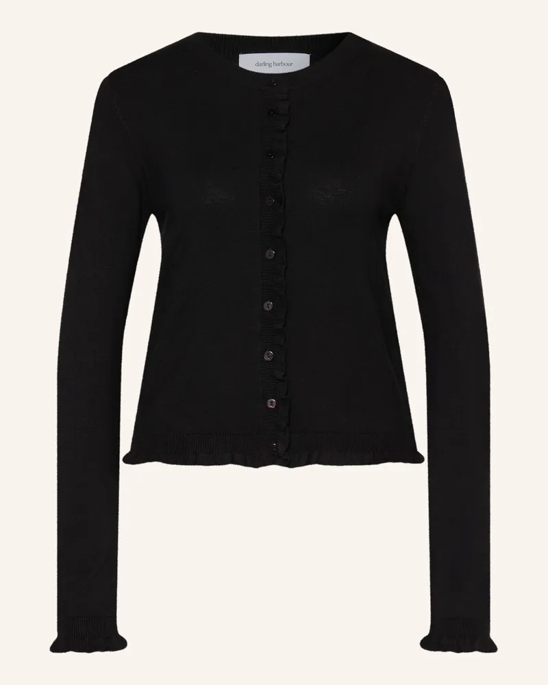 Darling Harbour Strickjacke Mit Rüschen schwarz Black