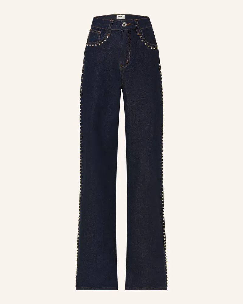only Wide Leg Jeans HOPE mit Schmucksteinen Dark