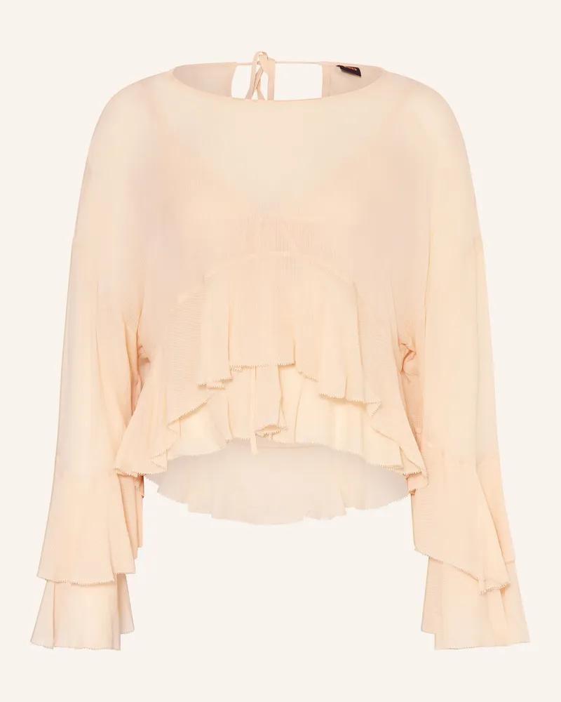 HUGO BOSS Blusenshirt Bleja Mit Volants beige Hellorange