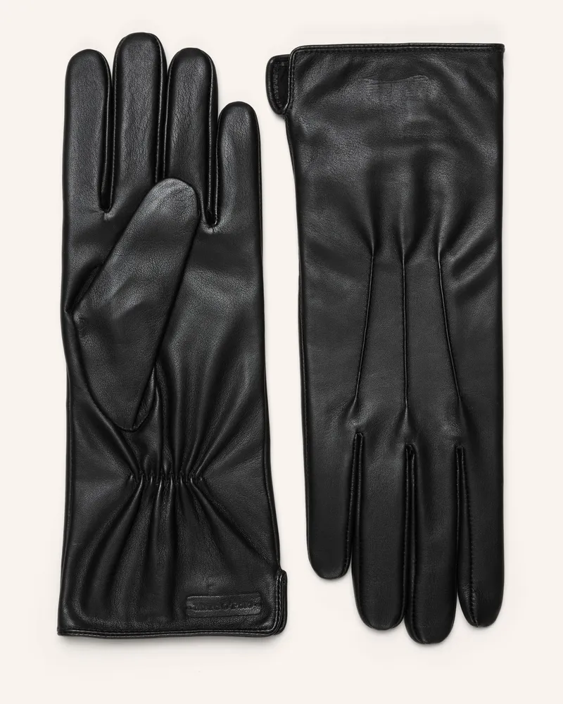 Marc O'Polo Leder-Fingerhandschuhe schwarz Schwarz