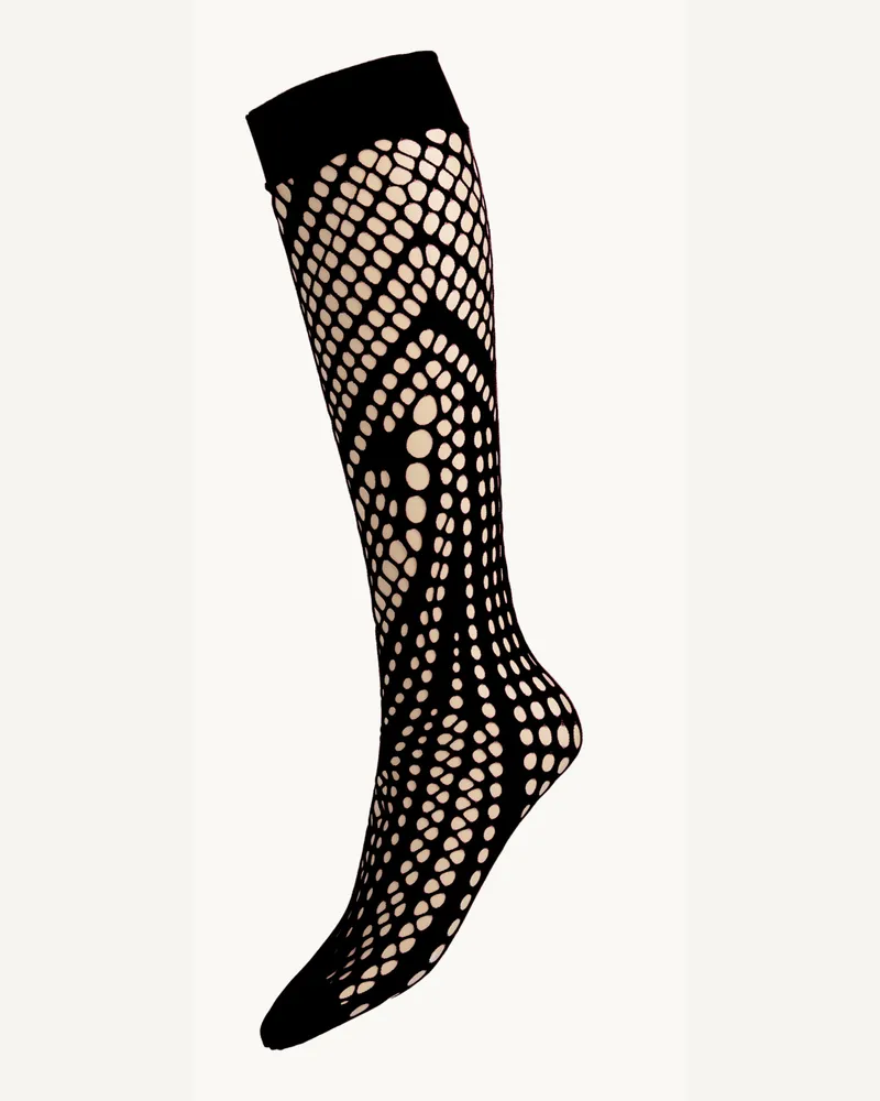 Wolford Kniestrumpf Organic Net Knee-Highs schwarz Schwarz