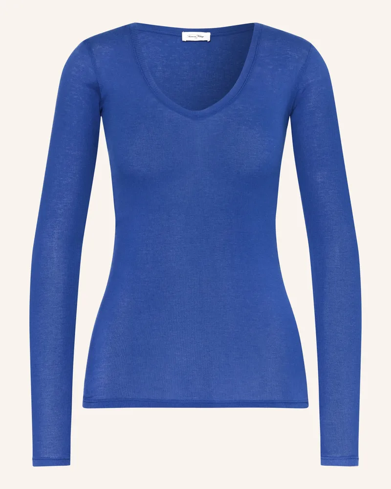 American Vintage Longsleeve Masachusetts blau Blau