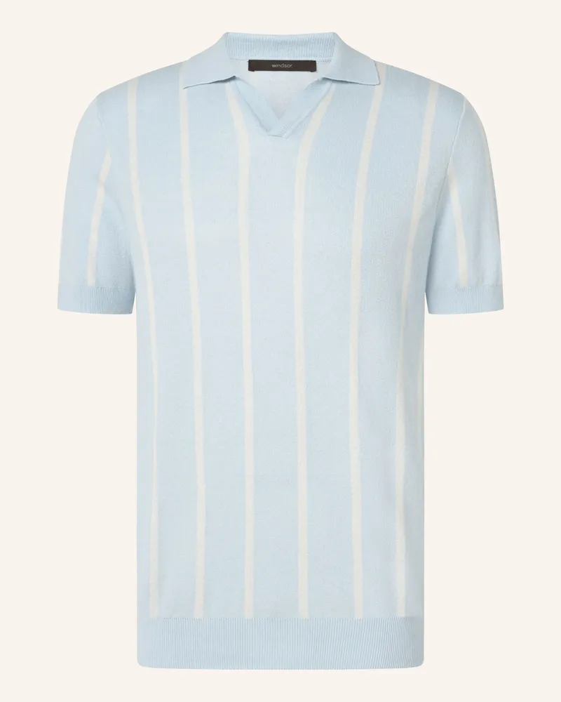 windsor. Strick-Poloshirt Lindo Mit Leinen blau Hellblau