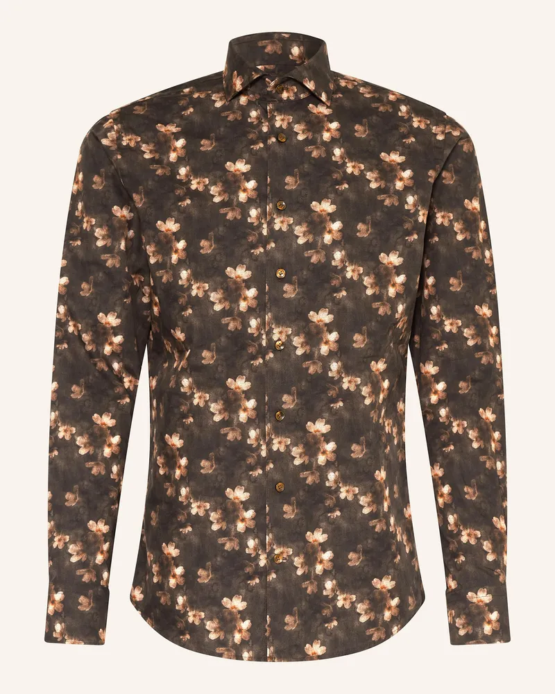 Profuomo Hemd Slim Fit Dunkelbraun