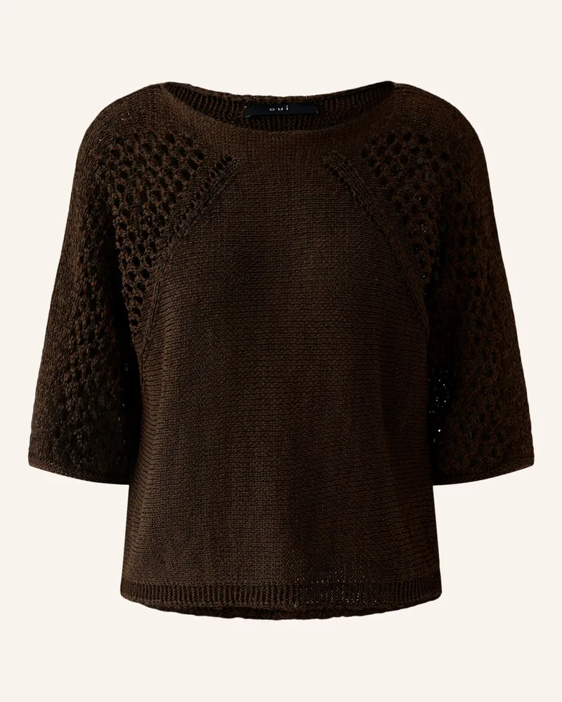 Oui  Pullover Mit 3/4-Arm braun Dunkelbraun