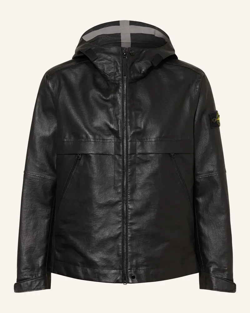 Stone Island Lederjacke schwarz Schwarz