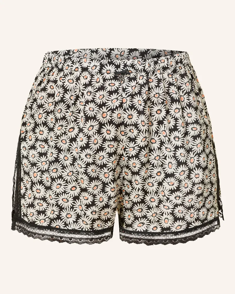 HUGO BOSS Schlafshorts FUN LACE aus Satin Schwarz