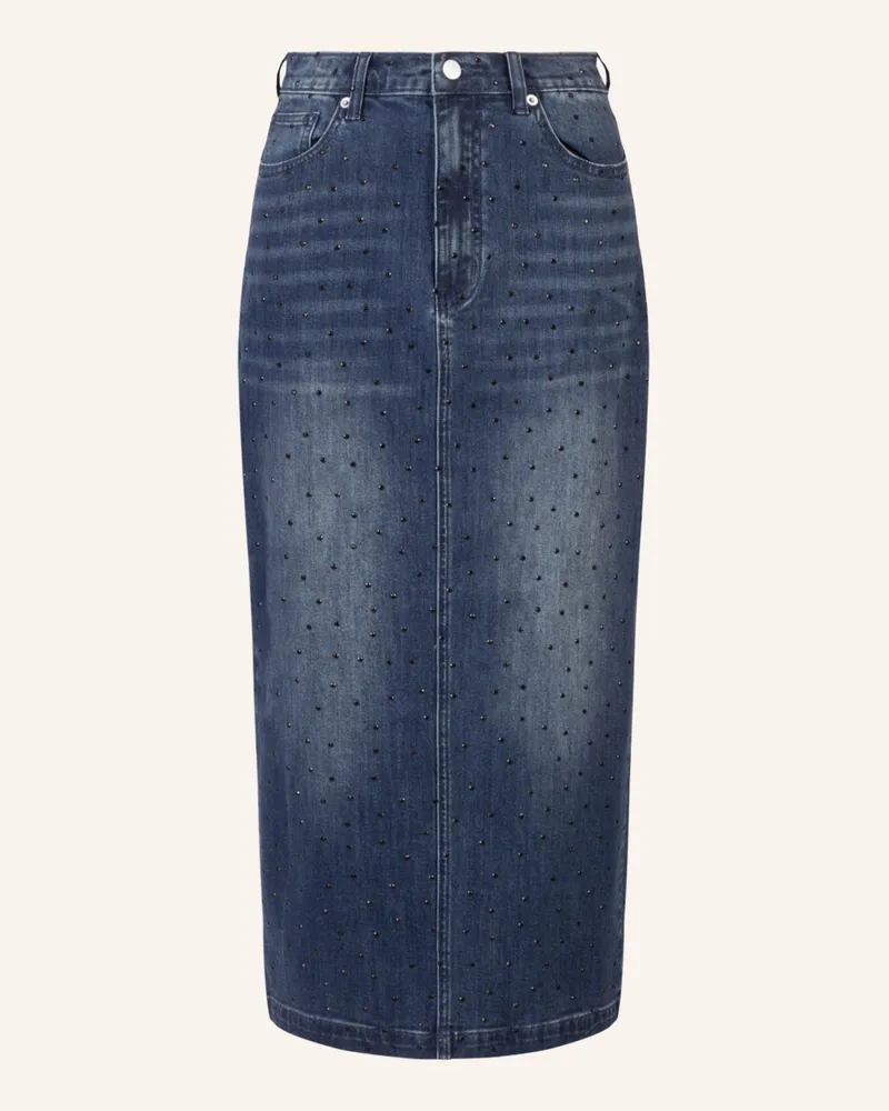 Apart Jeansrock mit Kristallsteinen Blau