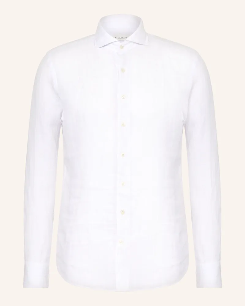 Profuomo Leinenhemd Regular Fit Weiss
