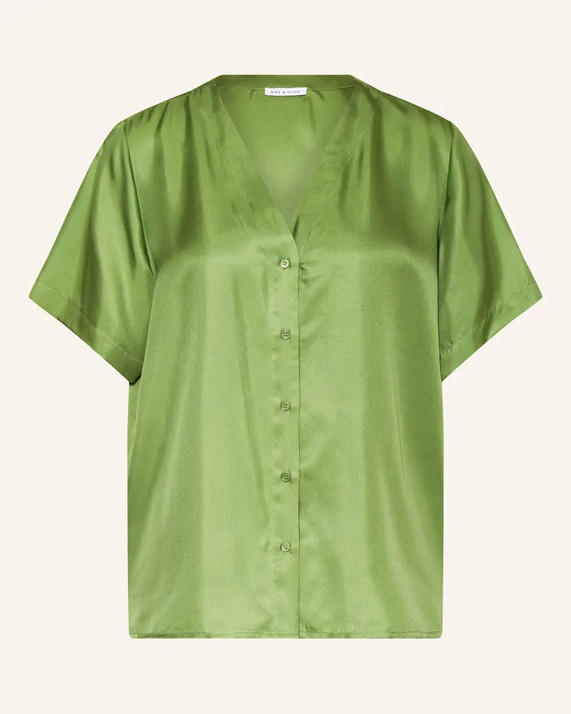 Mrs & HUGS Blusenshirt Aus Seide gruen Grün
