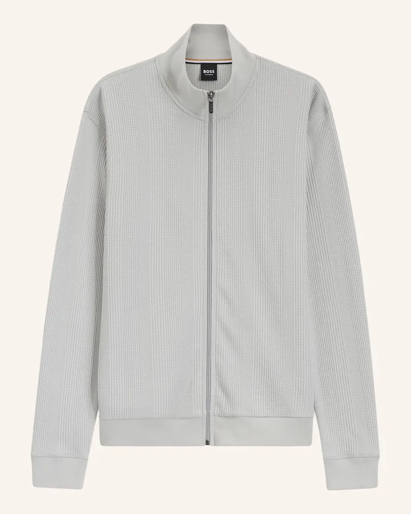 HUGO BOSS Loungewear Jacke STRUCTURE ZIP JACKET Regular Fit Hellgrau