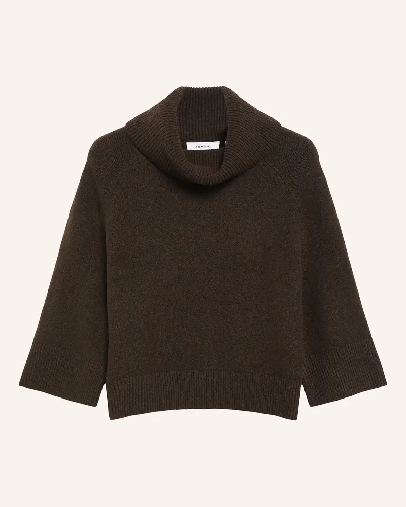 COMMA Rollkragenpullover Mit 3/4-Arm braun Dunkelbraun