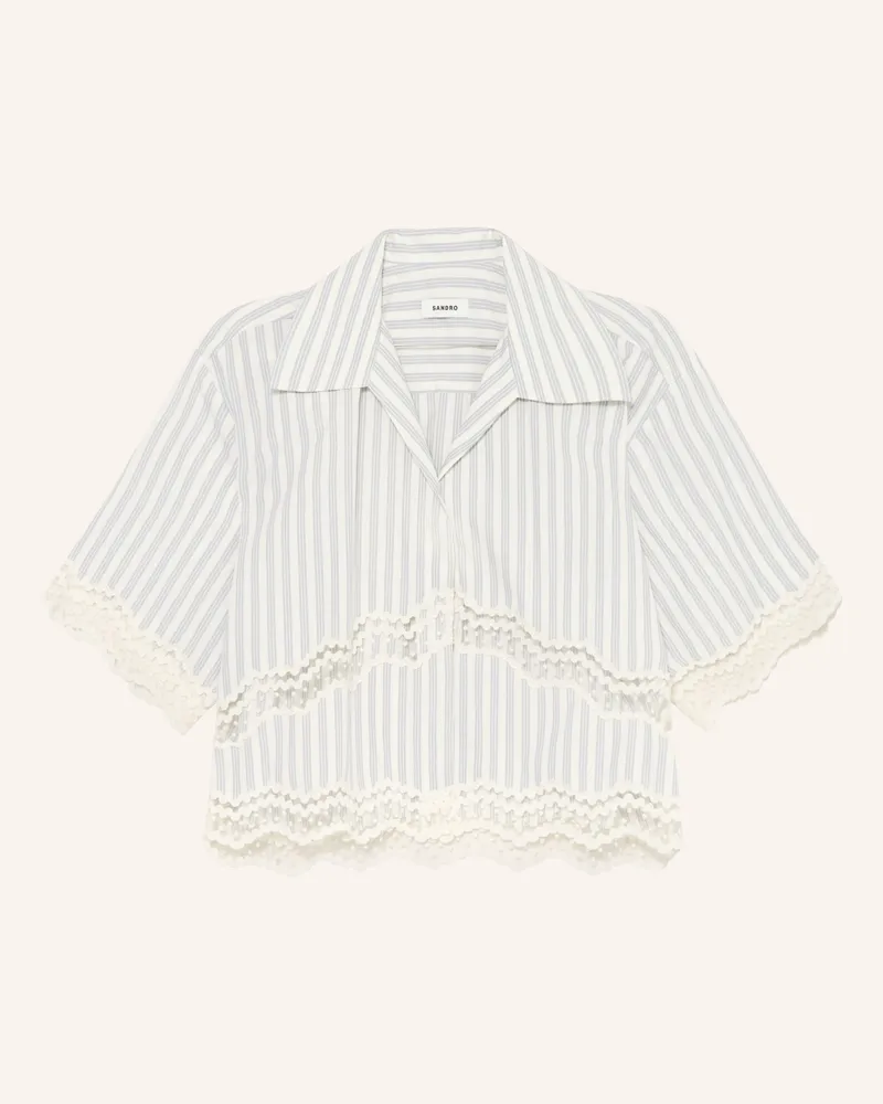 Sandro Bluse Mit Spitze blau Weiss