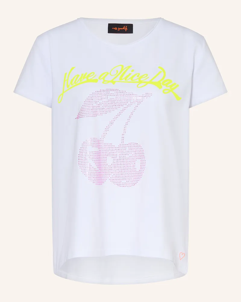Miss Goodlife T-Shirt HAVE A NICE DAY mit Schmucksteinen Weiss