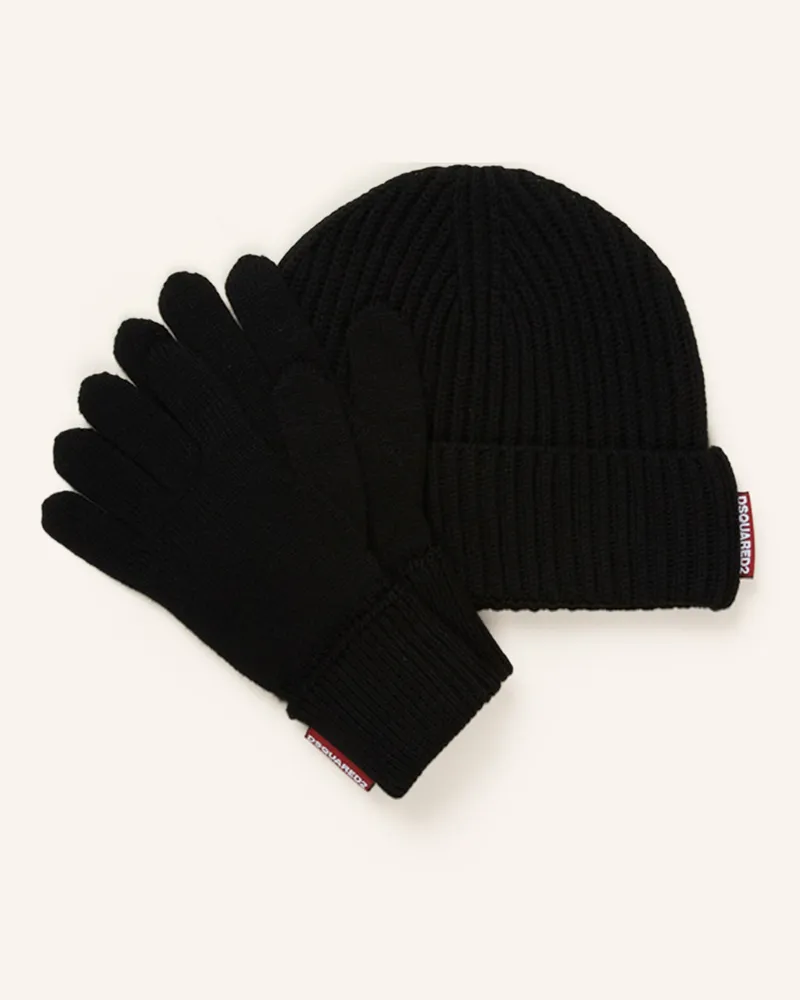 Dsquared2 Set: Mütze und Handschuhe Schwarz