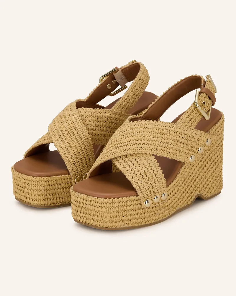 Maje Plateau-Wedges mit Nieten Beige