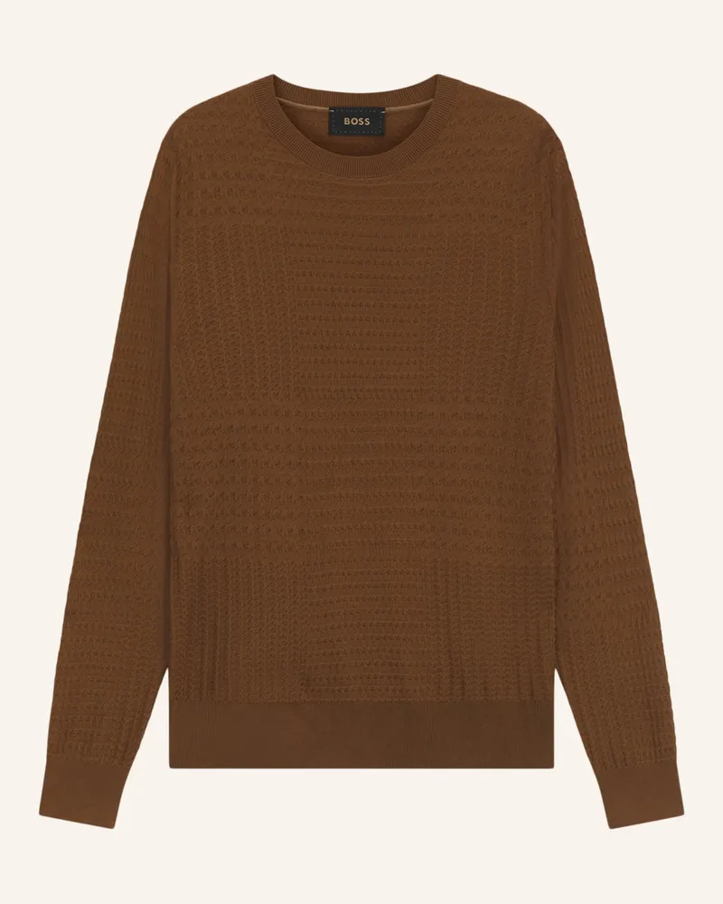 HUGO BOSS Pullover L-INTENSO Regular Fit Braun