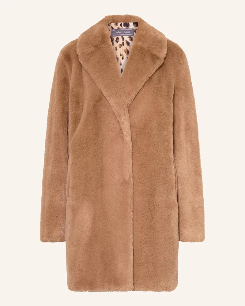 White Label Kunstfell-Mantel braun Cognac