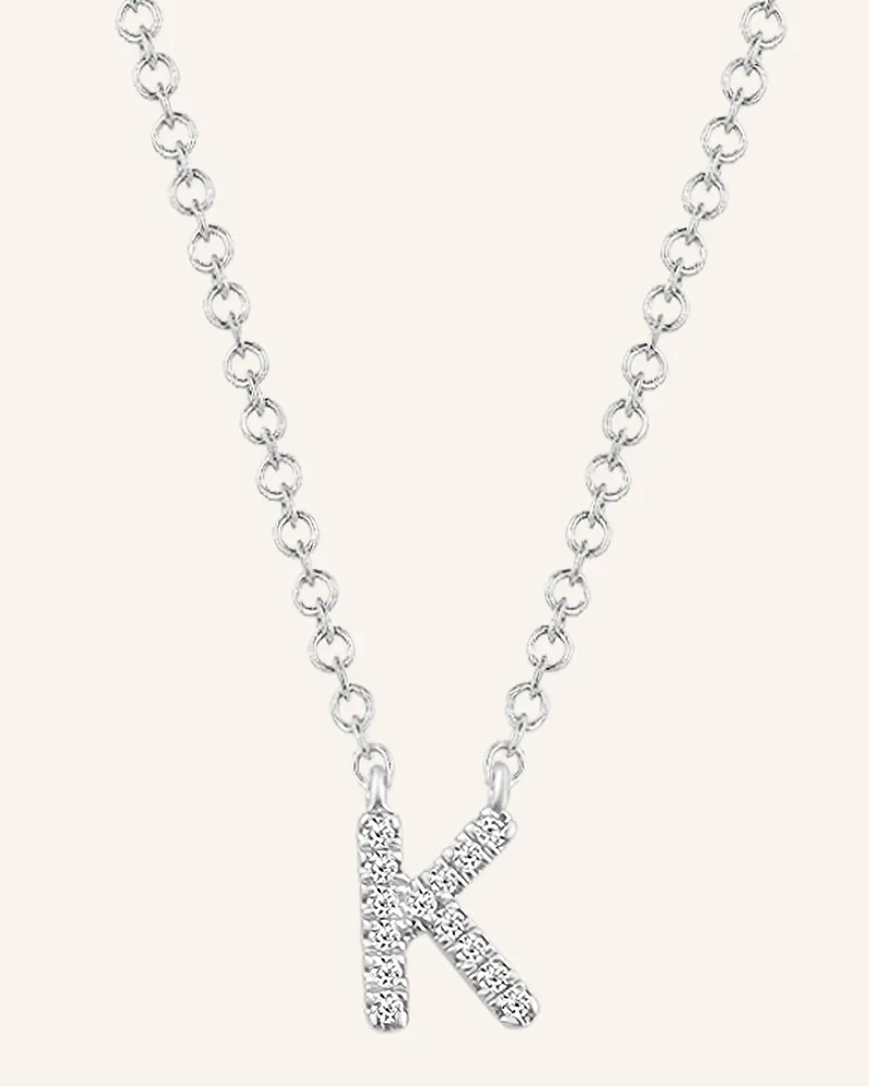 Leaf Initialien Halskette „K“ Aus 14 Karat Weißgold Mit Diamanten silber Weissgold