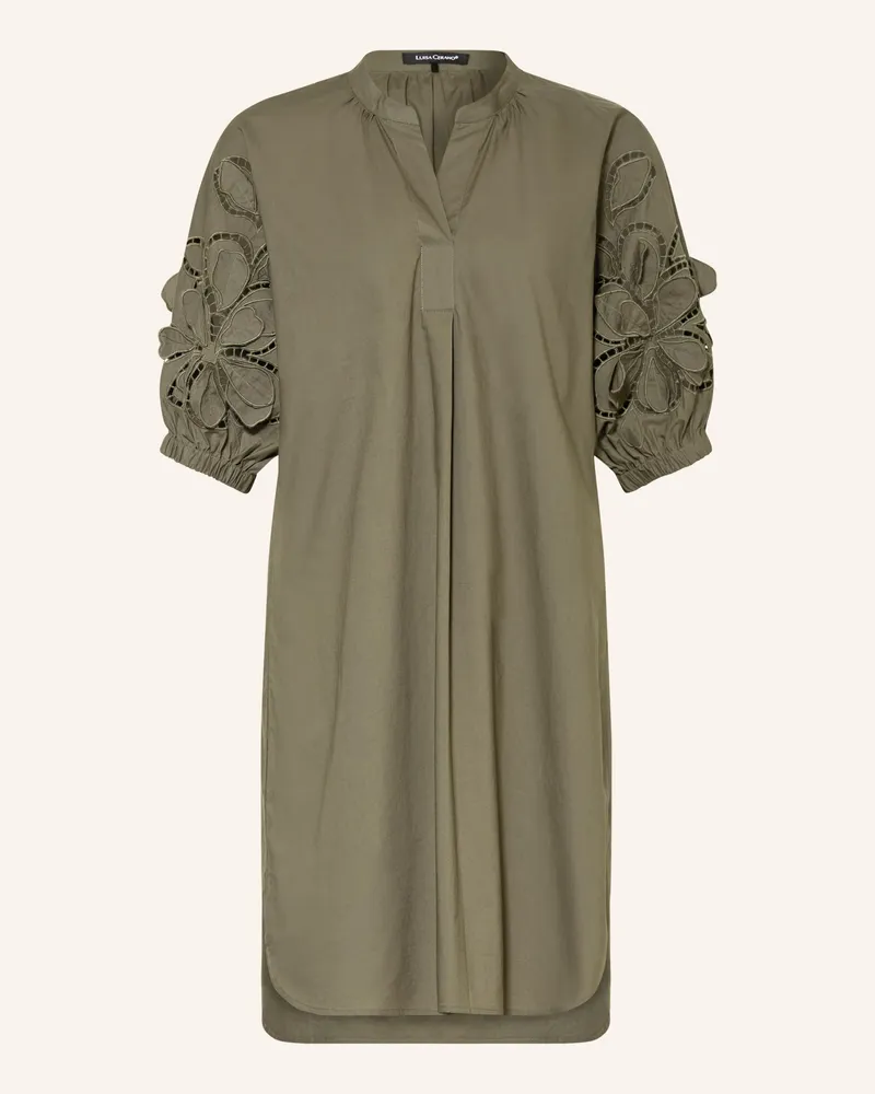 Luisa Cerano Kleid Mit Lochspitze Und 3/4-Arm gruen Khaki