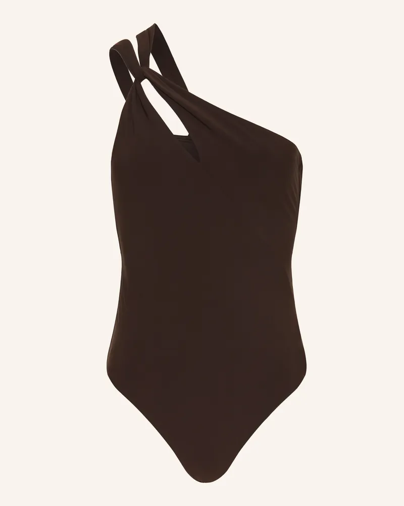 JETS Australia One-Shoulder-Badeanzug mit Cut-out Dunkelbraun