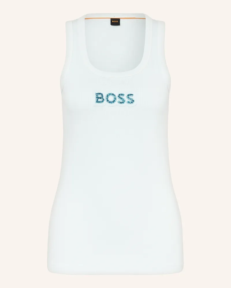 HUGO BOSS Top EMATITE mit Schmucksteinen Türkis