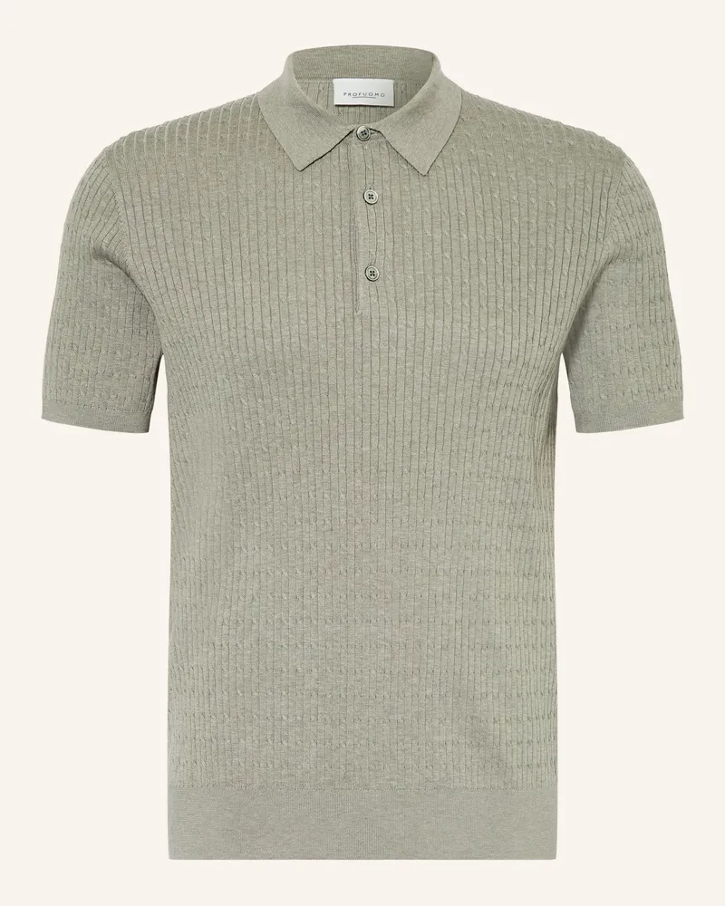 Profuomo Strick-Poloshirt gruen Grün