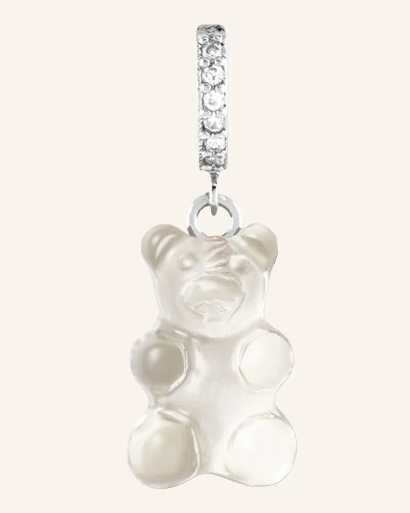 CRYSTAL HAZE Single-Ohrring ICED NOSTALGIA BEAR HOOP by GLAMBOU Weiss