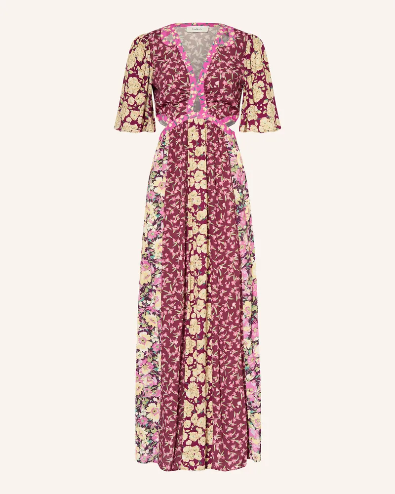 ba&sh Kleid ILMA mit Cut-outs und Rüschen Dunkelrot