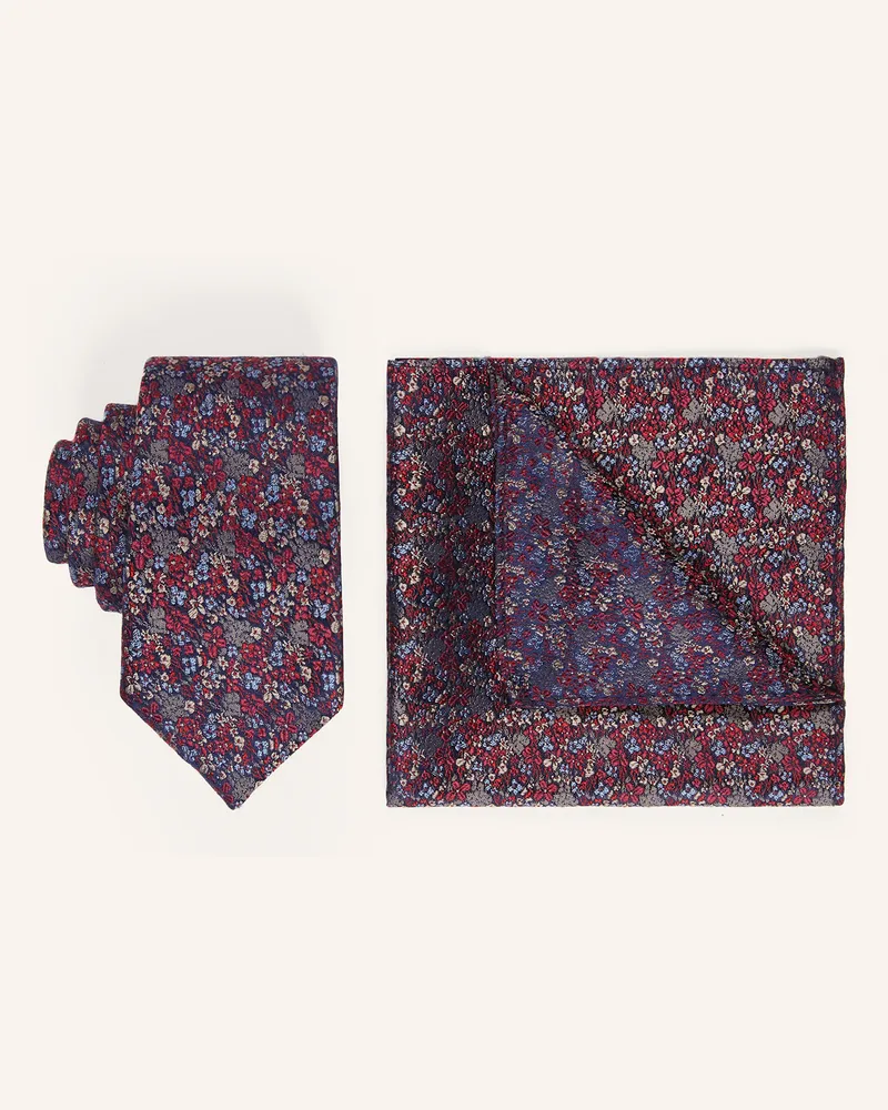 paul Set: Krawatte und Einstecktuch Rot