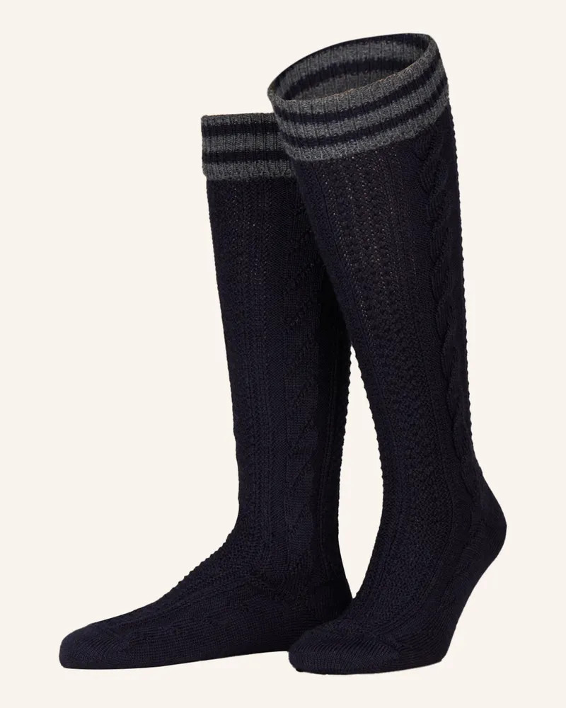 Lusana Trachten-Kniestrümpfe Dunkelblau
