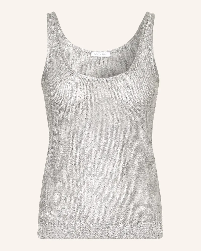Patrizia Pepe Stricktop Mit Pailletten silber Grau