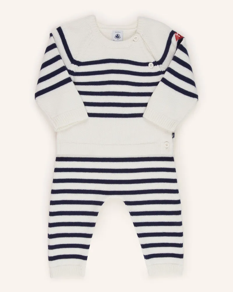 Petit Bateau Set: Pullover Und Strickhose weiss Weiss