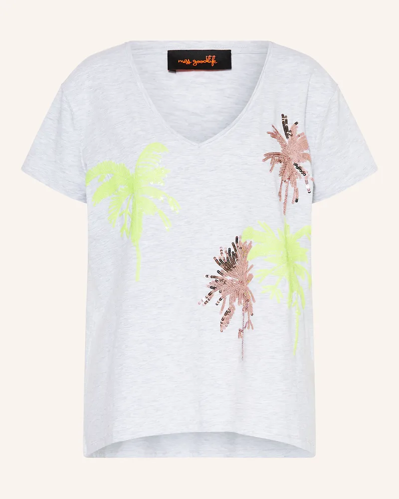 Miss Goodlife T-Shirt mit Pailletten Hellgrau