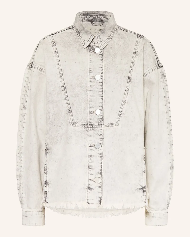 AllSaints Jeansjacke HETTIE mit Schmucksteinen Hellgrau
