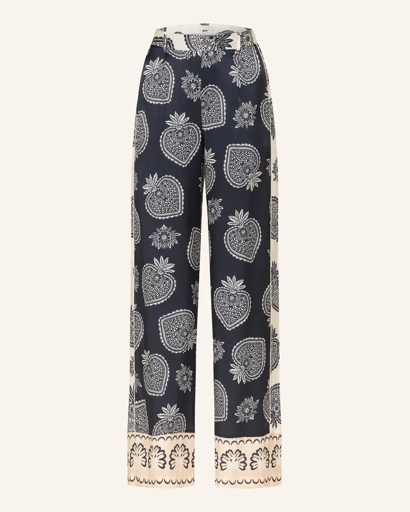 IVI Collection Marlenehose Mit Seide blau Schwarz