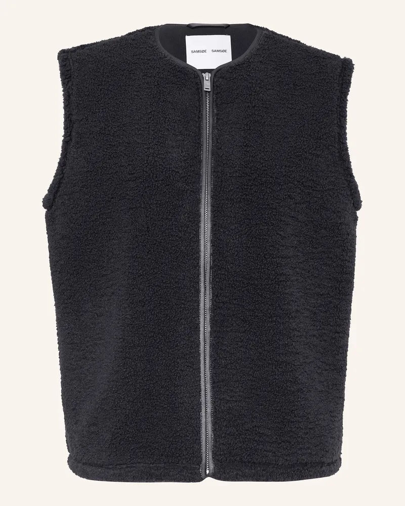 Samsøe & Samsøe Teddyfell-Weste SAAUTUMNS Schwarz