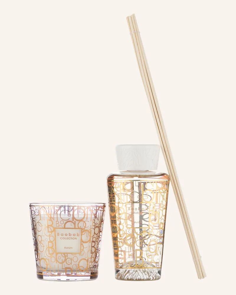 Baobab Collection Set AURUM: Duftkerze und Raumduft Gold