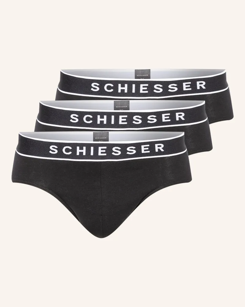 Schiesser 3er-Pack Slips 95/5 schwarz Schwarz