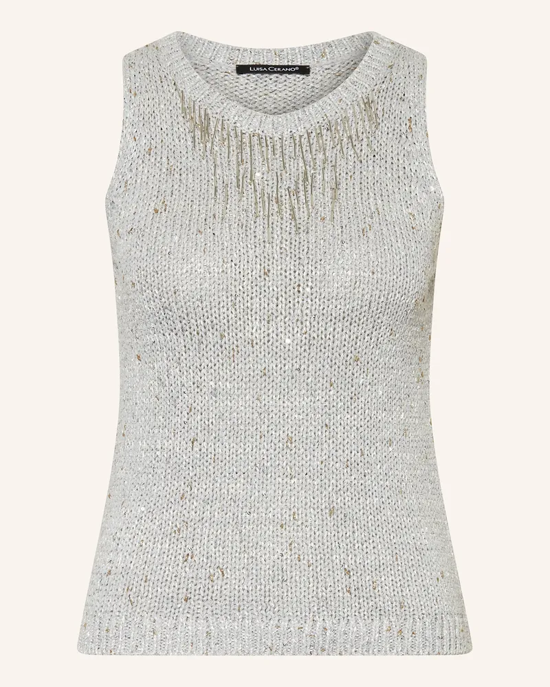 Luisa Cerano Stricktop mit Glitzergarn und Pailletten Grau