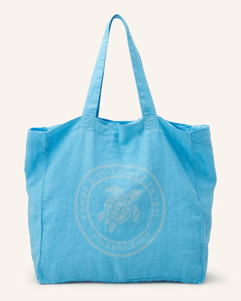 Vilebrequin Strandtasche BABEL aus Leinen Hellblau
