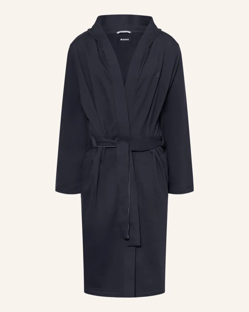 HUGO BOSS Herren-Bademantel ICONIC mit Kapuze Dunkelblau