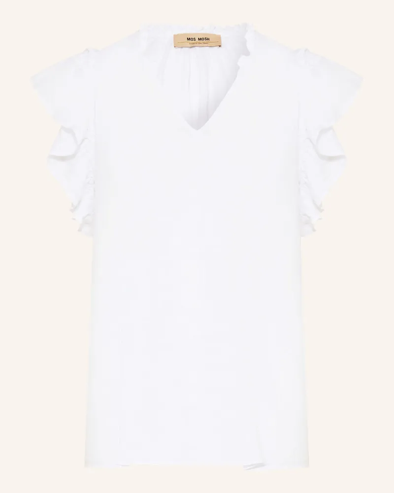 Mos Mosh Blusenshirt MMTEA aus Leinen mit Rüschen Weiss
