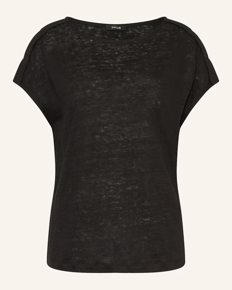 OPUS T-Shirt SOGULI aus Leinen Schwarz