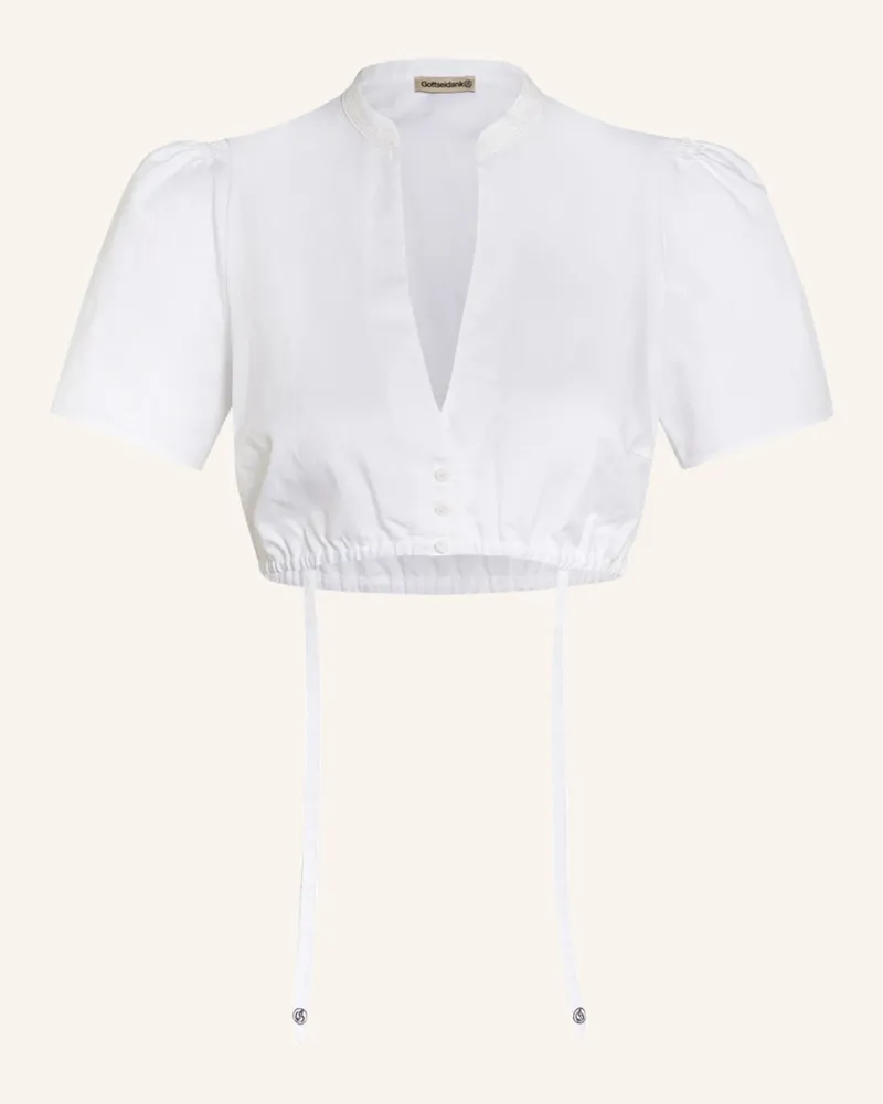 Gottseidank Dirndlbluse POMPADOUR mit Leinen Weiss