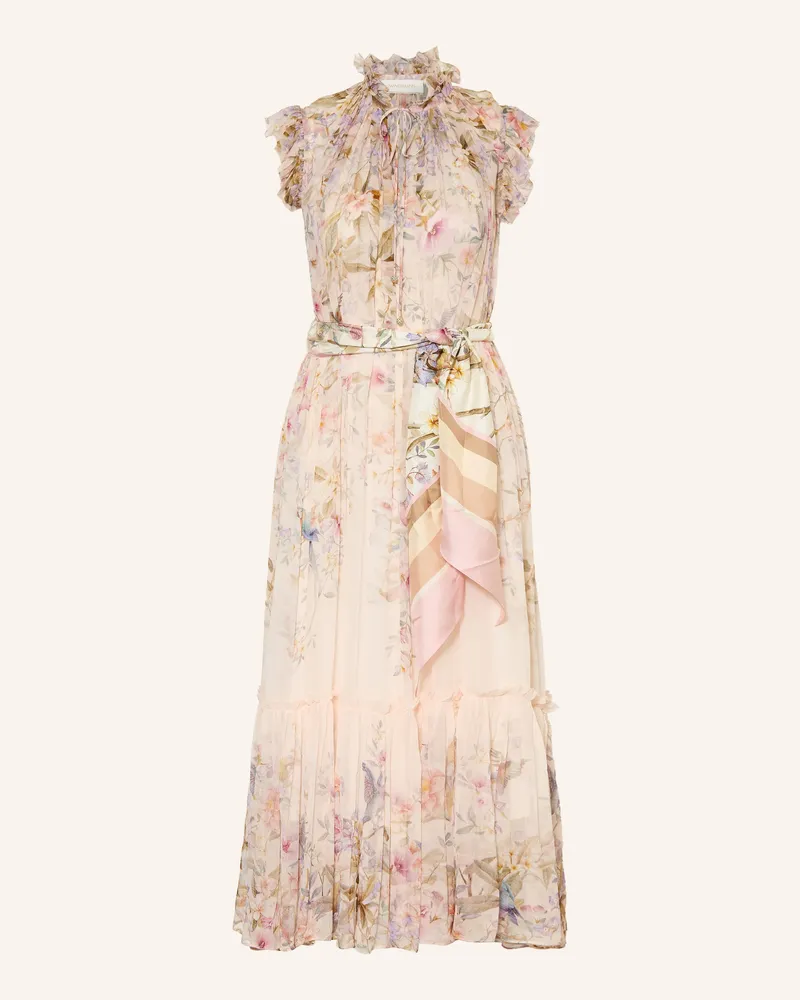 Zimmermann Kleid Rebellion Mit Rüschen Und Plissees beige Creme