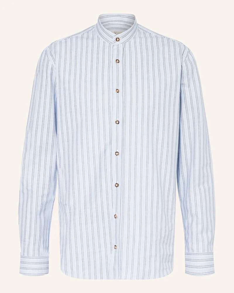 Johann & Johanna Trachtenhemd Regular Fit mit Stehkragen Hellblau