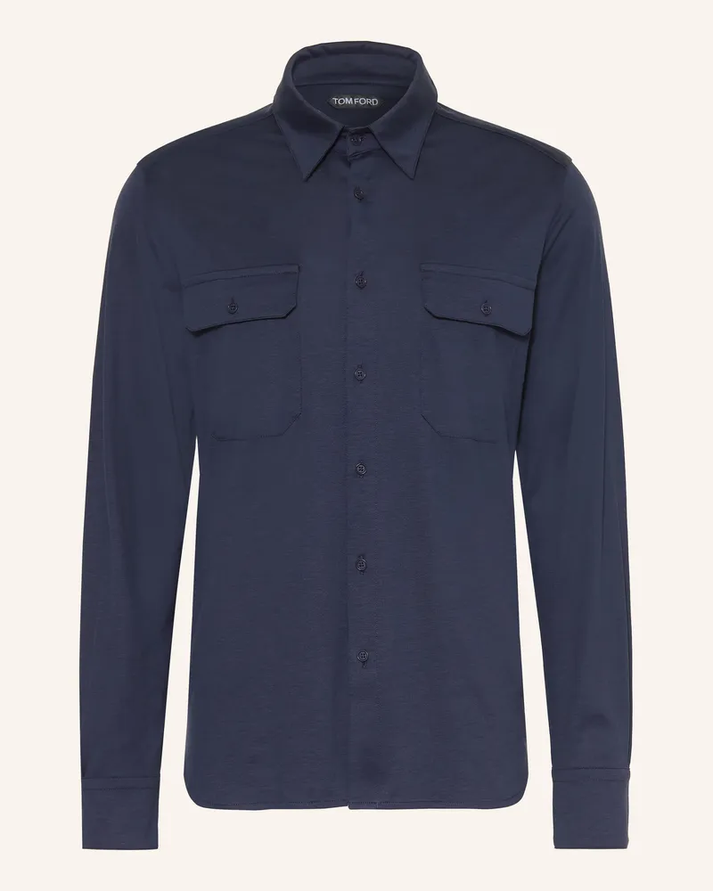Tom Ford Hemd Regular Fit Mit Seide blau Dunkelblau